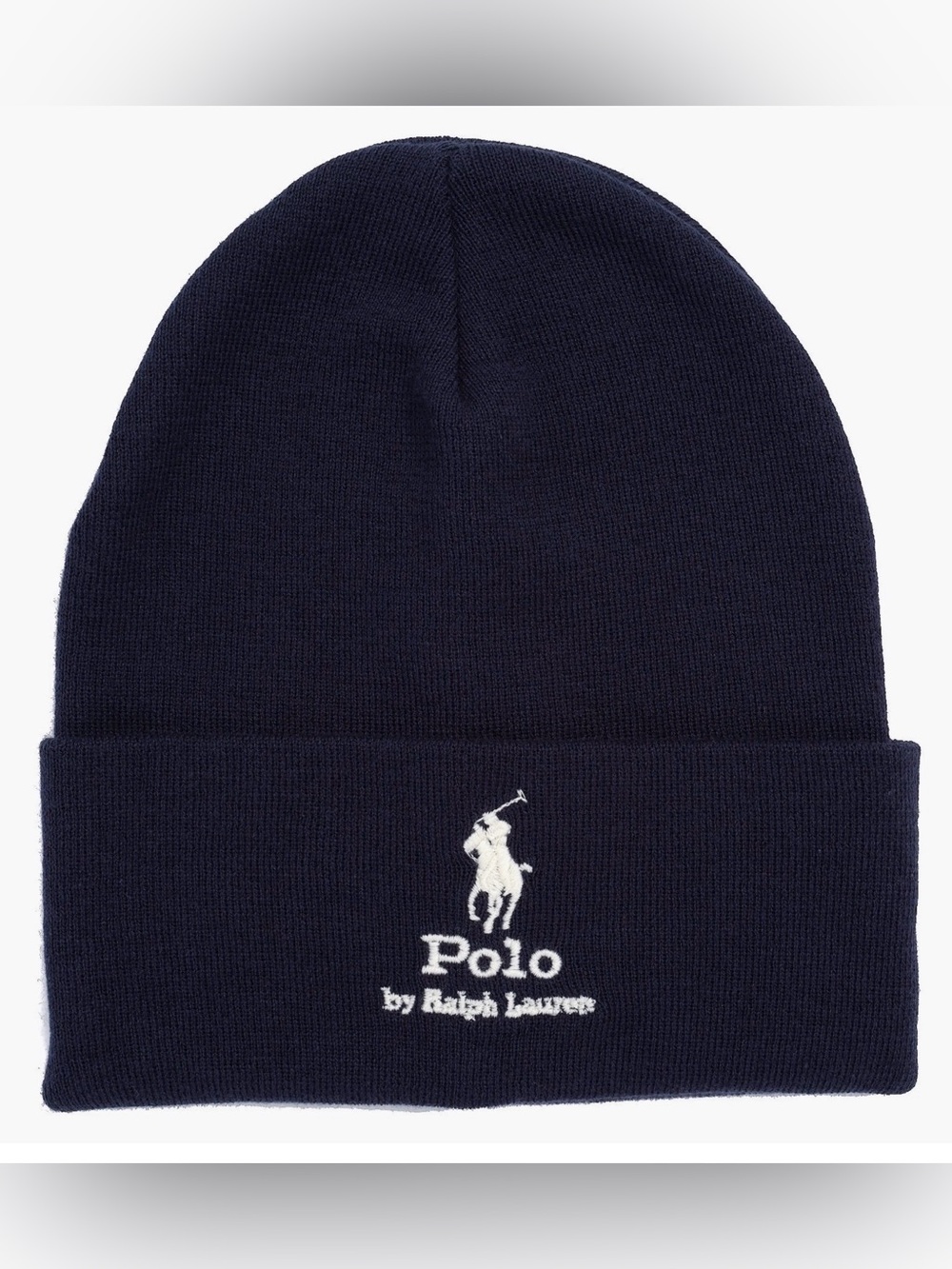 NWT Polo Ralph Lauren Solid NAVY BLUE PONY LOGO Cotton Knit Beanie Cap Hat